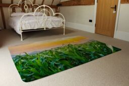 Benjamin Tate Design Green Corn Field In Agricultural Garden & Light Shines Sunset Designer Rug in Natural - Size: Large - thumbnail 3