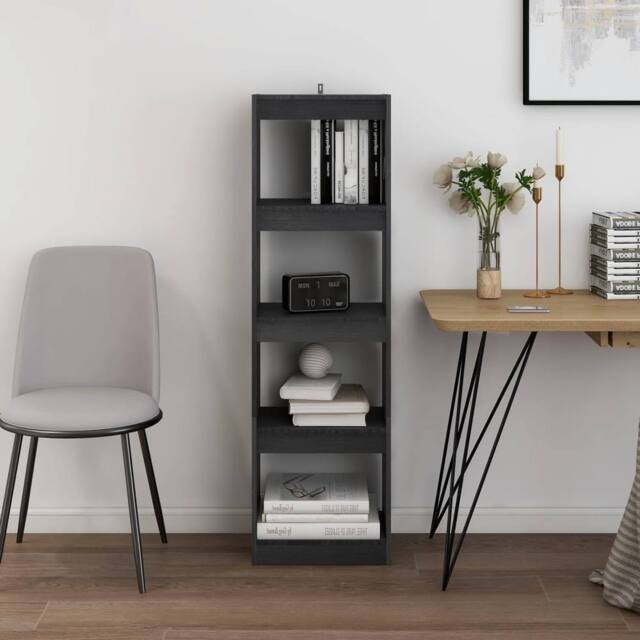 Berkfield Home Classic Book Cabinet Room Divider Grey 40x30x135.5 cm Pinewood - image 1