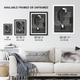 Artery8 Stylised Galah Cockatoo Bird De Mesquita Framed Wall Art Print in Black - Size: A4 - thumbnail 3