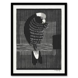Artery8 Stylised Galah Cockatoo Bird De Mesquita Framed Wall Art Print in Black - Size: A4 - thumbnail 1