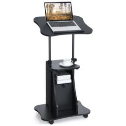 Mobile Laptop Table Height Adjustable Sit Stand Computer Desk Presentation Cart