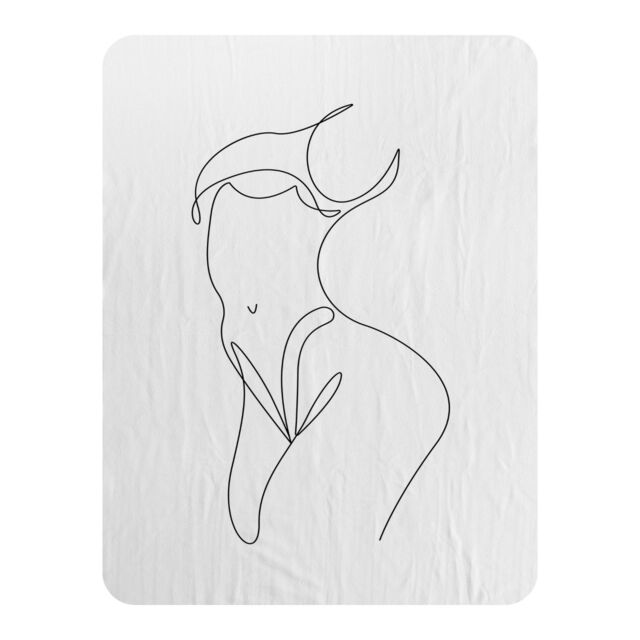 Benjamin Tate Design line art of femail body Designer Blanket in Natural - Size: 120 cm x 150 cm - image 1