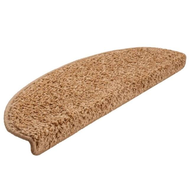 Berkfield Home Decorative Carpet Stair Treads 15 pcs Beige 65x21x4 cm - Size: Medium - image 1