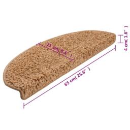 Berkfield Home Decorative Carpet Stair Treads 15 pcs Beige 65x21x4 cm - Size: Medium - thumbnail 9