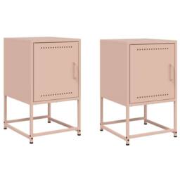 Berkfield Home Bedside Cabinets 2 pcs Pink 36x39x60.5 cm Steel - thumbnail 1