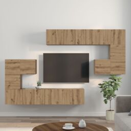 Berkfield Home Wall-mounted Tv Cabinet Wall-mounted with Storage with Door 8 pcs Artisan oak in Brown - thumbnail 4