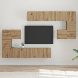 Berkfield Home Wall-mounted Tv Cabinet Wall-mounted with Storage with Door 8 pcs Artisan oak in Brown - thumbnail 1