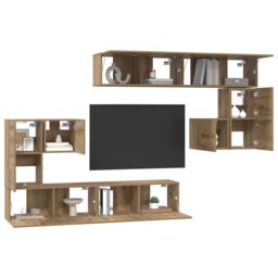 Berkfield Home Wall-mounted Tv Cabinet Wall-mounted with Storage with Door 8 pcs Artisan oak in Brown - thumbnail 3