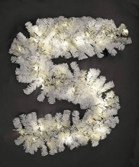 Shatchi 2m Prelit Alaskan Pine White W/Warm White Christmas Christmas Garland - image 1