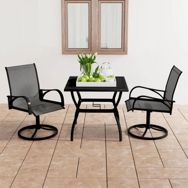 Berkfield Home 3 Piece Garden Dining Set Textilene & Steel in Grey - image 1