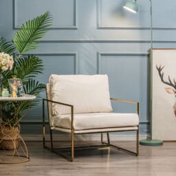 Nordlys Design Lounge Chair with Metal Legs in Beige - thumbnail 2
