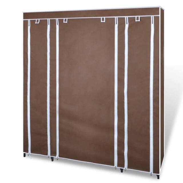 Berkfield Home Durable Fabric Wardrobe with Compartments & Rods 45x150x176 cm Brown - Size: 45 x 150 x 176 cm - image 1