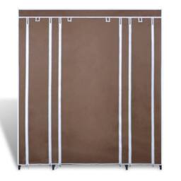 Berkfield Home Durable Fabric Wardrobe with Compartments & Rods 45x150x176 cm Brown - Size: 45 x 150 x 176 cm - thumbnail 3
