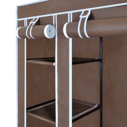 Berkfield Home Durable Fabric Wardrobe with Compartments & Rods 45x150x176 cm Brown - Size: 45 x 150 x 176 cm - thumbnail 4