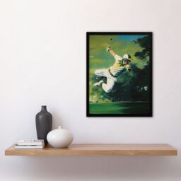 Artery8 Wall Art Print Cricket Match Outfield Diving Catch Watercolour Artwork For Him Fan Man Cave Art Framed in Green - Size: A4 - thumbnail 4