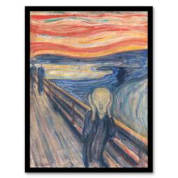 Artery8 Edvard Munch Framed Wall Art Print The Scream Iconic Painting - Size: A4 - thumbnail 1