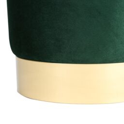 Harbour Housewares Velvet Round Pouffe Footrest Ottoman Stool - 29 x 36cm in Green - Size: 29 x 36 cm - thumbnail 6