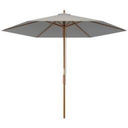 OUTSUNNY 2.5m Wood Garden Parasol Sun Shade Outdoor Wooden Umbrella Canopy in Light Grey - thumbnail 2