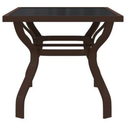 Berkfield Home Garden Table Brown & Black 140x70x70 cm Steel & Glass - Size: 140 x 70 x 70 cm - thumbnail 4