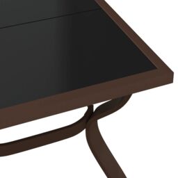 Berkfield Home Garden Table Brown & Black 140x70x70 cm Steel & Glass - Size: 140 x 70 x 70 cm - thumbnail 5