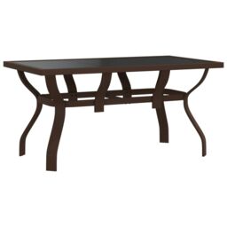 Berkfield Home Garden Table Brown & Black 140x70x70 cm Steel & Glass - Size: 140 x 70 x 70 cm - thumbnail 2