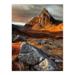 "Artery8 Tryfan Mountain Summit Sunset Wales Snowdonia Wall Art Print in Orange - Size: W24"" x H32""" - thumbnail 1
