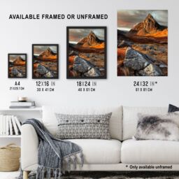 "Artery8 Tryfan Mountain Summit Sunset Wales Snowdonia Wall Art Print in Orange - Size: W24"" x H32""" - thumbnail 3