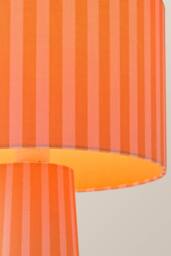 ValueLights Thorley Stripe Drum Shade Full Fabric Table Lamp & Bulb in Pale Orange - thumbnail 4