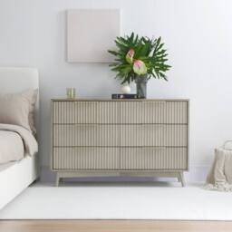 Home Garden Direct Monza 6 Chest of Drawer with Fluted Front Pale Ash in Grey - thumbnail 2