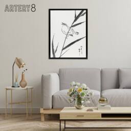 "Artery8 Reed Bunting & Reed Japanese Framed Canvas Wall Art Print Numata Kashu - Size: W12"" x H16""" - thumbnail 3