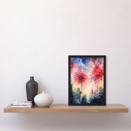 Artery8 Wall Art Print 4th July Independence Day Fireworks USA Art Framed - Size: A4 - thumbnail 4