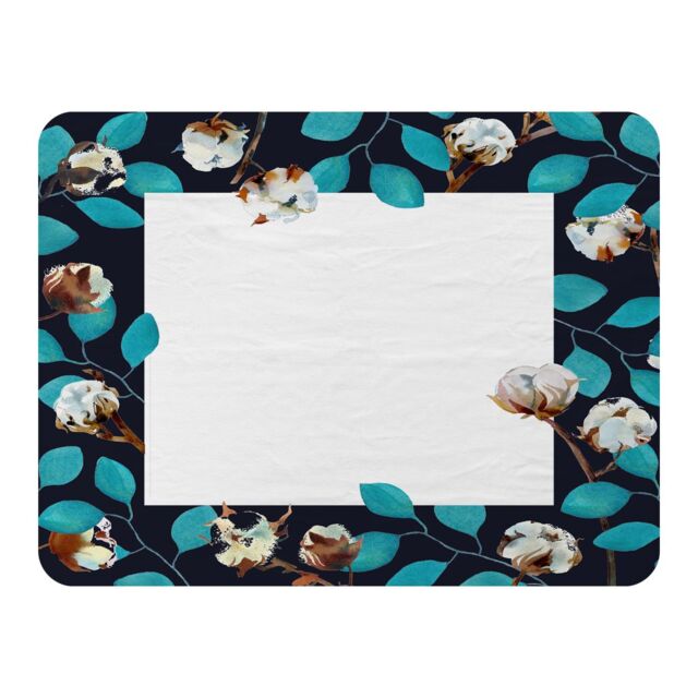 Benjamin Tate Design Watercolour Blue Leaf Frame Blanket in Natural - Size: 120 cm x 150 cm - image 1