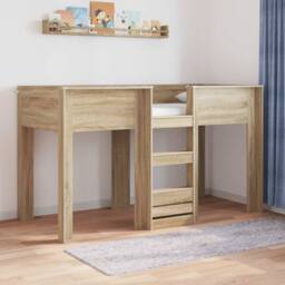 Berkfield Home Bunk Bed for Kids Sonoma Oak 75 x 190 cm Engineered wood in Brown - thumbnail 1