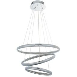 Loops LED Ceiling Pendant Light 47W Warm White Chrome & Crystal 3 Ring/Hoop Strip Lamp - thumbnail 3