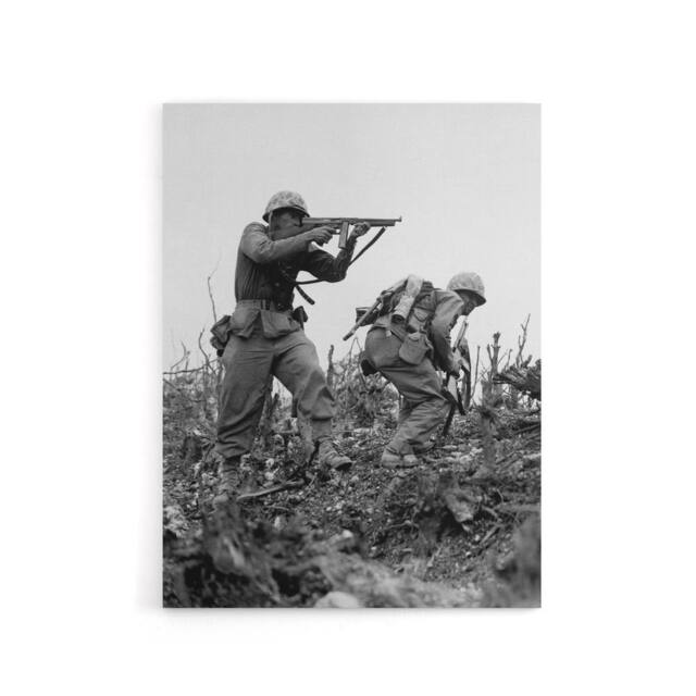 "Artery8 WWII War USA Marine Sgt Bartlett Canvas Wall Art Print in Grey - Size: W24"" x H32""" - image 1