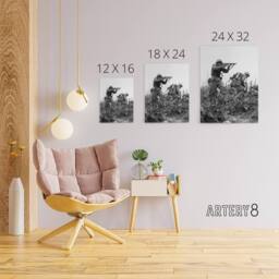 "Artery8 WWII War USA Marine Sgt Bartlett Canvas Wall Art Print in Grey - Size: W24"" x H32""" - thumbnail 4