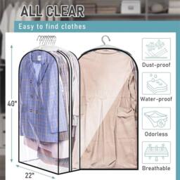 Nordara Gusseted Clear Suit Covers Garment Bags 100cm Waterproof - thumbnail 2