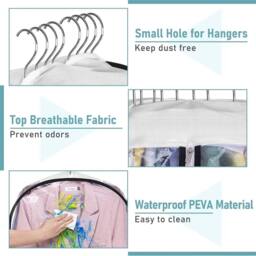 Nordara Gusseted Clear Suit Covers Garment Bags 100cm Waterproof - thumbnail 4