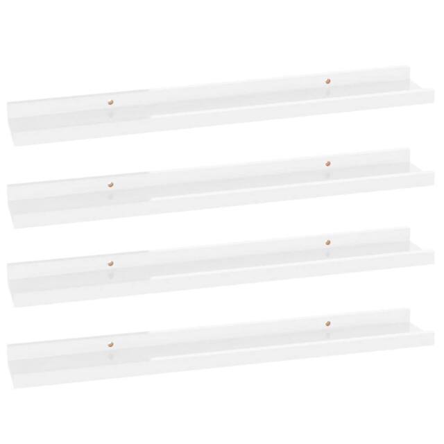 Berkfield Home Wall Shelves 4 pcs High Gloss White 60x9x3 cm - Size: 60 x 9 x 3 cm - image 1