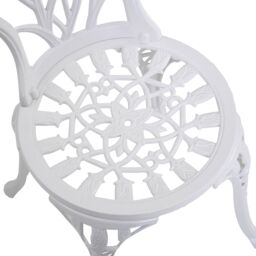 OUTSUNNY 3 Piece Bistro Set, Aluminium Garden Furniture with Umbrella Hole in White - thumbnail 9