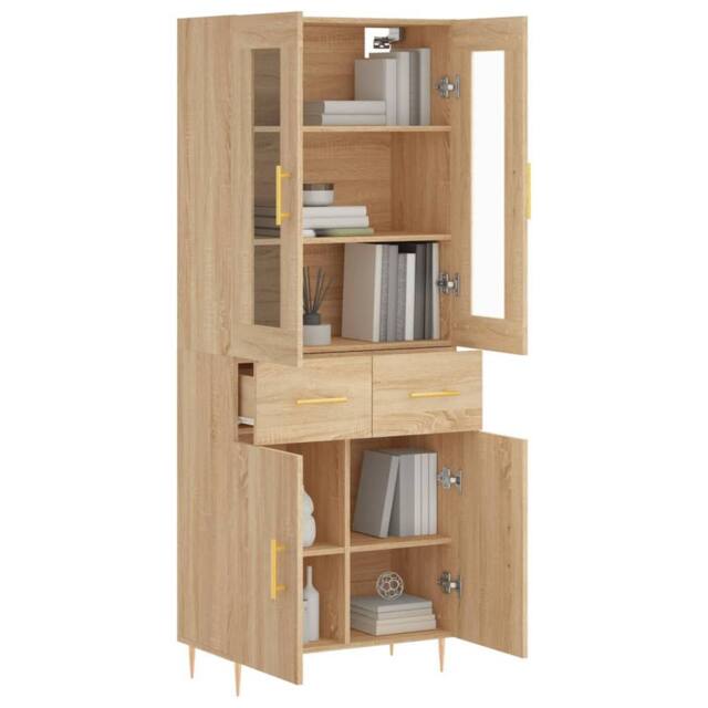 Berkfield Home Highboard Sonoma Oak 69.5x34x180 cm Engineered Wood in Light Oak - image 1