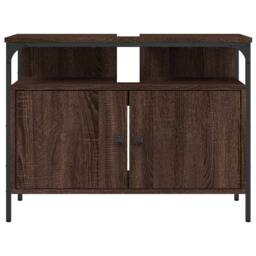 Berkfield Home Bathroom Sink Cabinet Brown Oak 80x30x60 cm Engineered Wood - Size: 80 x 30 x 60 cm - thumbnail 5