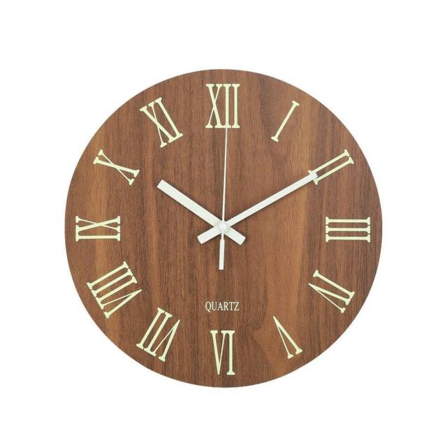 NESTLUNE 30cm Luminous Silent Quartz Wall Clock Indoor Home in Brown - Size: 100 cm x 100 cm - image 1