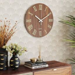 NESTLUNE 30cm Luminous Silent Quartz Wall Clock Indoor Home in Brown - Size: 100 cm x 100 cm - thumbnail 5