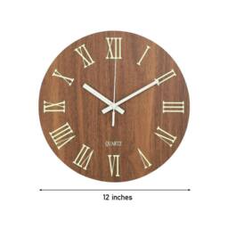 NESTLUNE 30cm Luminous Silent Quartz Wall Clock Indoor Home in Brown - Size: 100 cm x 100 cm - thumbnail 2