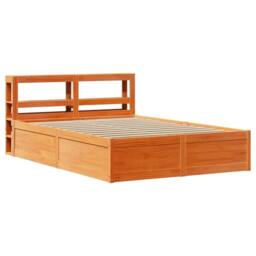 Berkfield Home Sleek Bed Frame with Headboard Wax Brown 135x190 cm Double Solid - thumbnail 3
