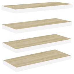 Berkfield Home Floating Wall Shelves 4 pcs Oak & White 60x23.5x3.8 cm MDF in Brown