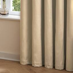Furn The Ultimate Velvet Room Darkening Eyelet Curtain Pair in Beige - Size: 168 cm width x 183 cm drop - thumbnail 5