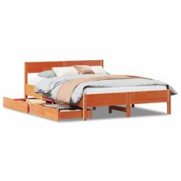 Berkfield Home Bed Frame without Mattress Wax Brown 140x200 cm Solid Wood Pine - thumbnail 2