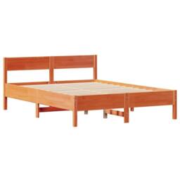 Berkfield Home Bed Frame without Mattress Wax Brown 140x200 cm Solid Wood Pine - thumbnail 5